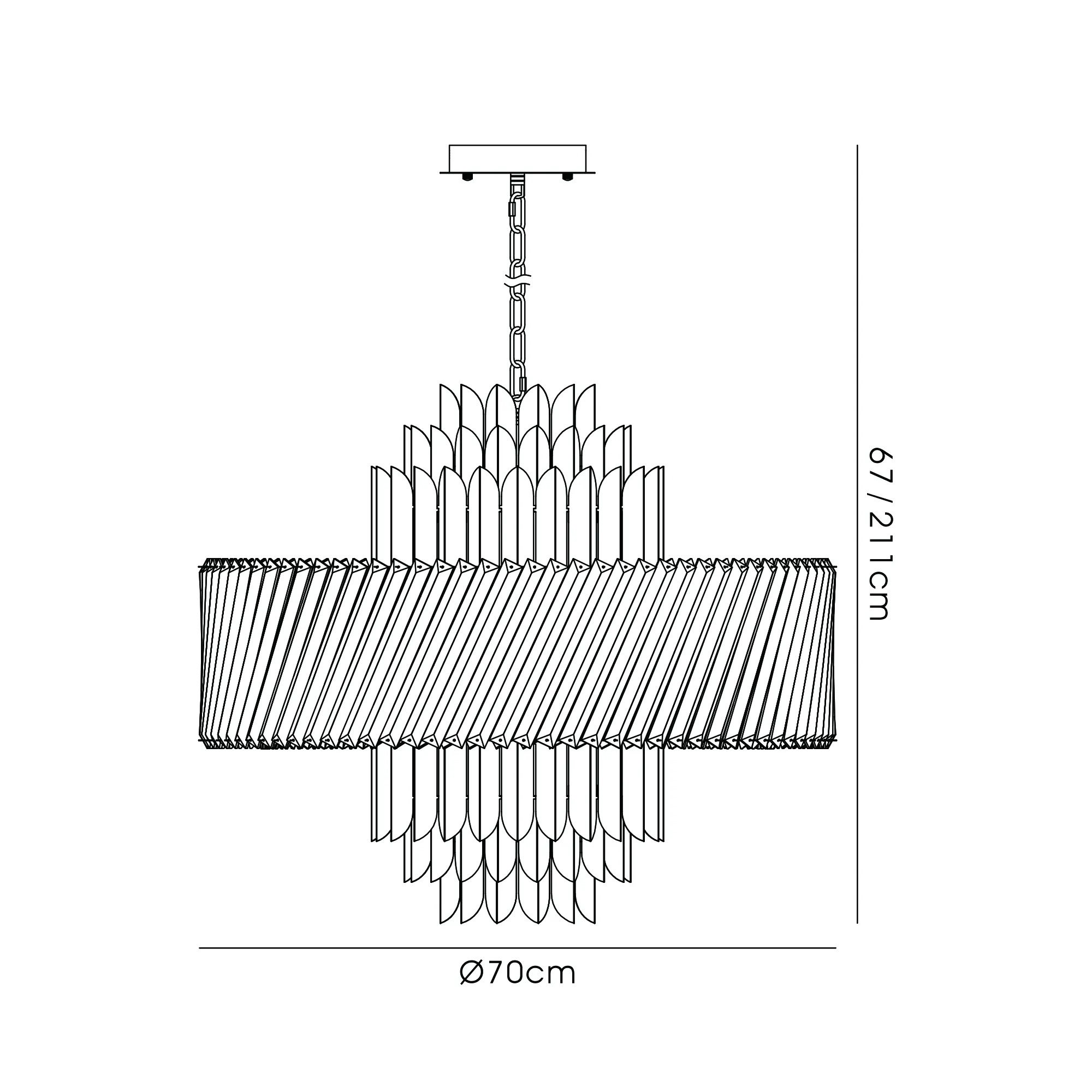 IL32941BR  Lola 70cm Pendant, 13 x E14, Brass/Clear